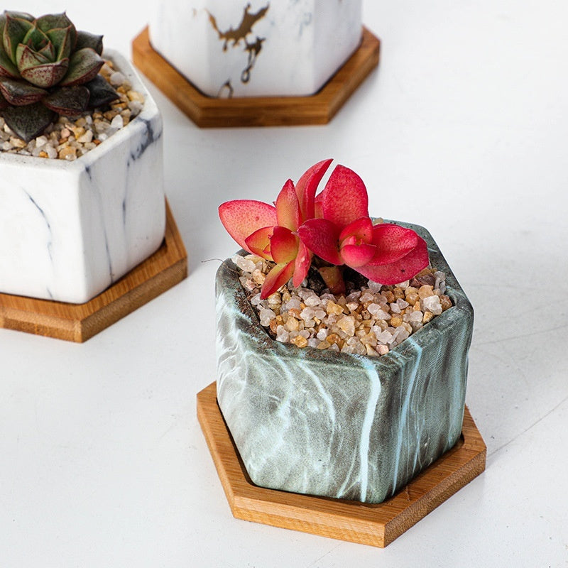 Ceramic Succulent Flower Pot Nordic Simple Marbling