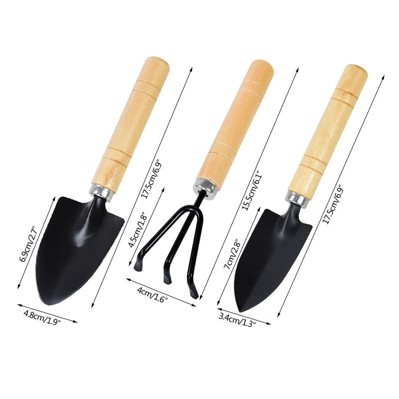 3Pcs/set Mini Potting Tools Set Succulent Gardening Loosening Tools Outdoor Hand Plant Flower Shovel Rake