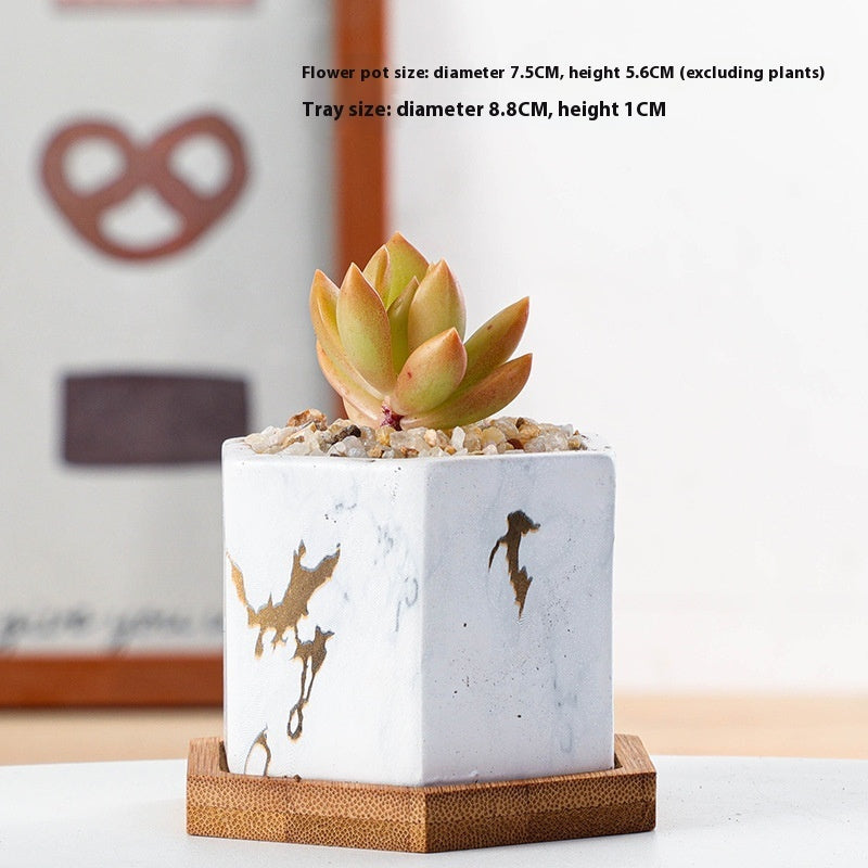 Ceramic Succulent Flower Pot Nordic Simple Marbling