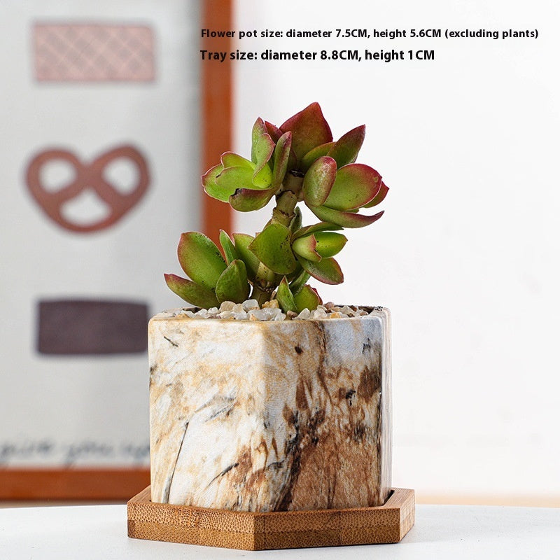 Ceramic Succulent Flower Pot Nordic Simple Marbling