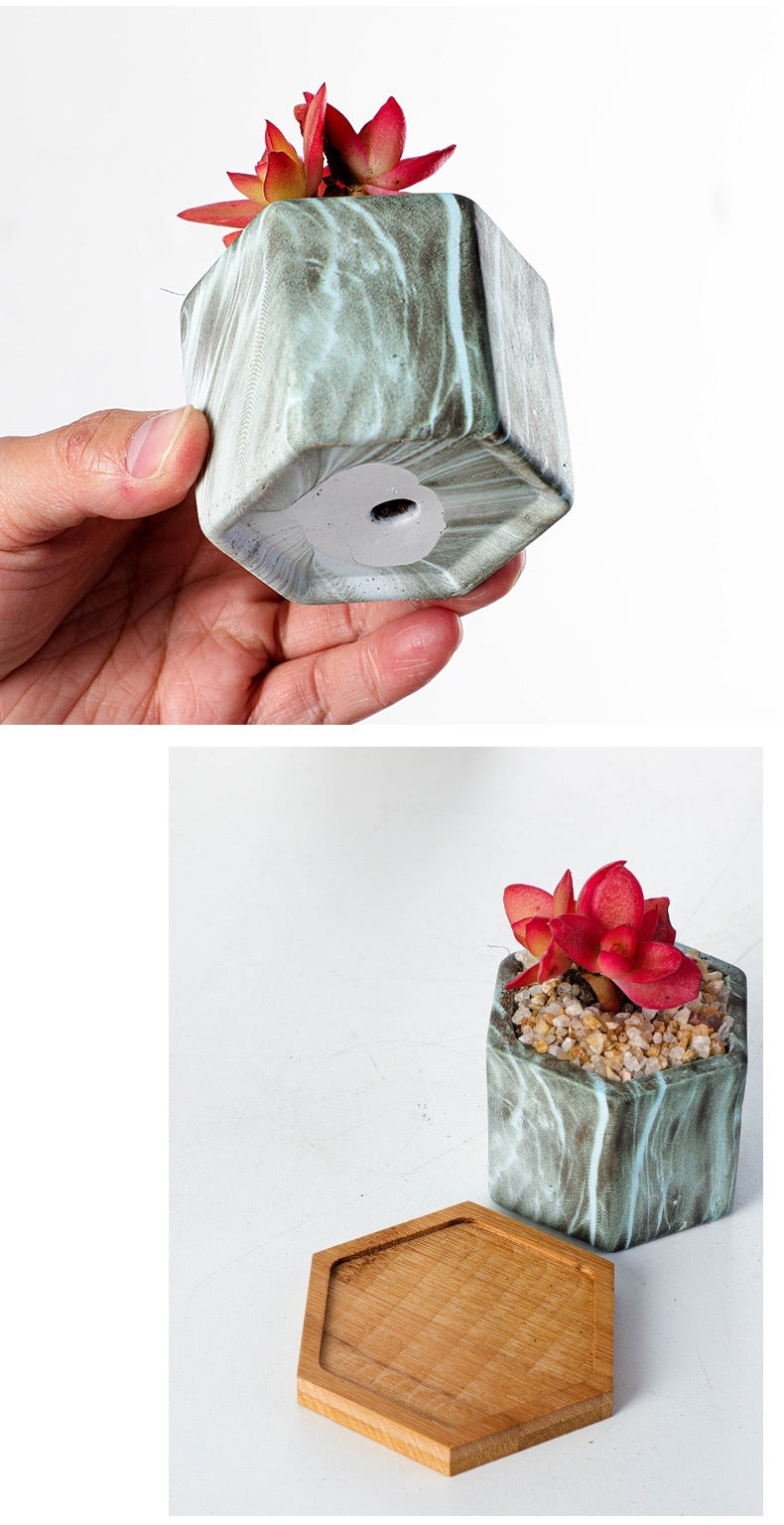 Ceramic Succulent Flower Pot Nordic Simple Marbling