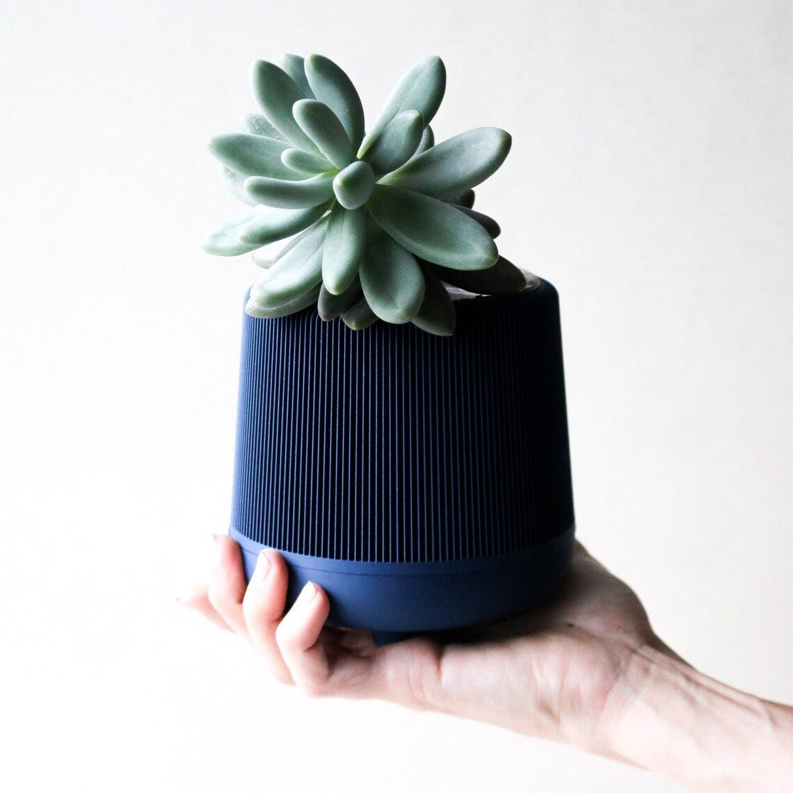 Distinctive Deep Blue 3D Printed Planters with Saucer Plates and Feet | Chic and Functional Plant Pots for Contemporary Home Decor